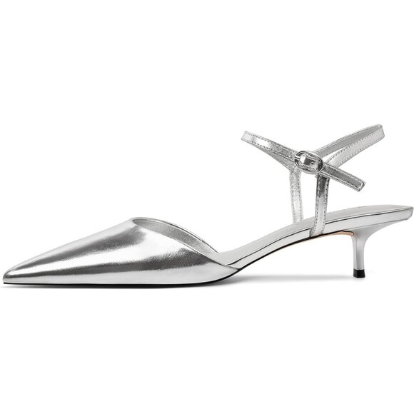 Kitten Heels for Women Pointed Toe Ankle Strap Low Heel Pumps Shoes Dressy 1.5" - Picture 1 of 7